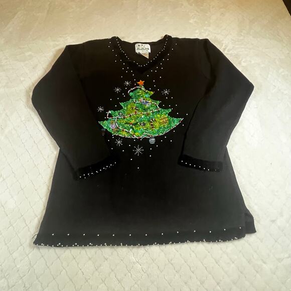 Three Vintage 90’s Quacker Factory Holiday Sweaters Women’s size medium - Picture 10 of 13